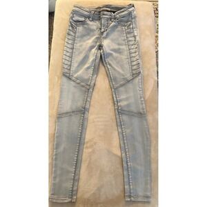Mossimo Denim Leggings Size 2 Mid Rise Light Blue Skinny Moto Style Jeans